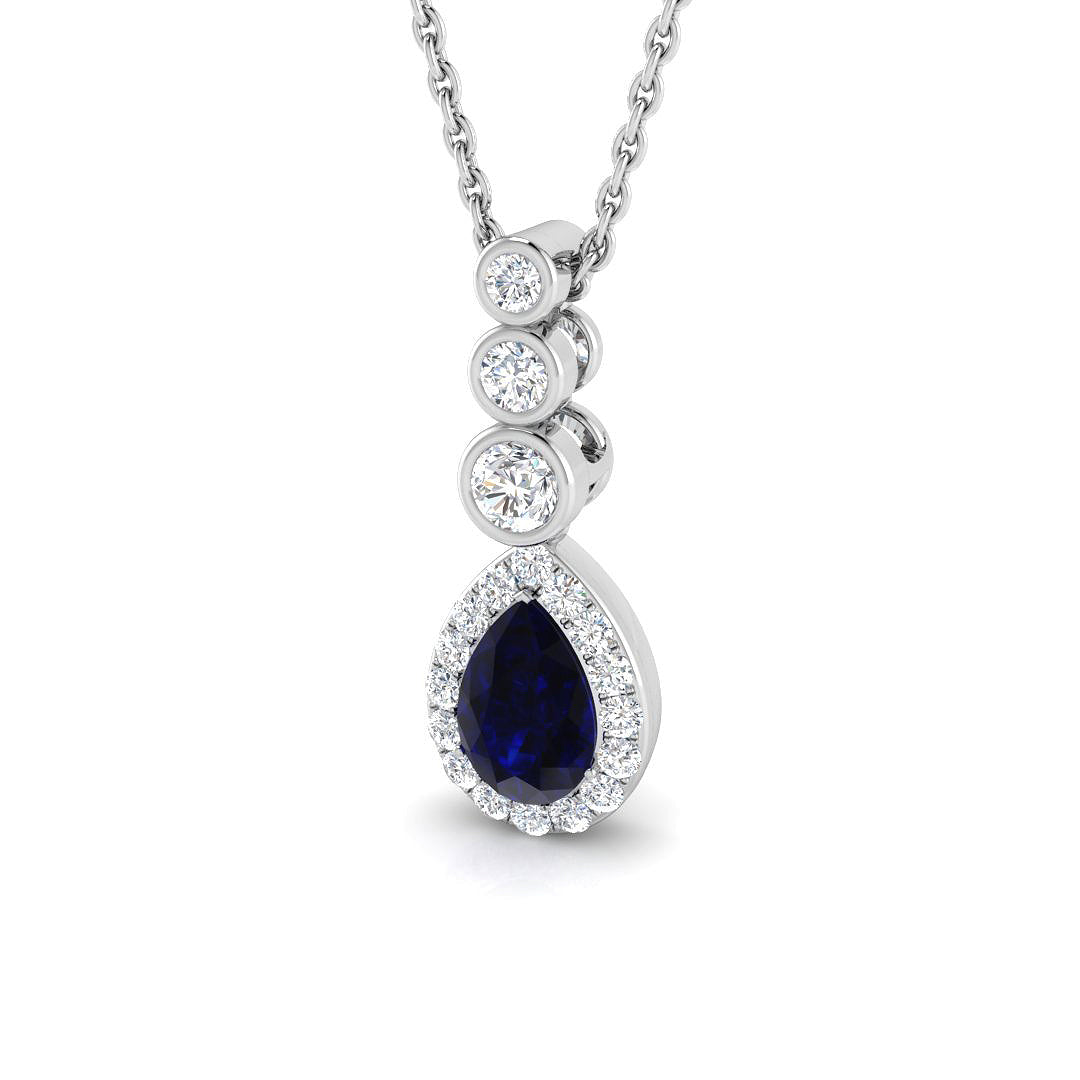 Auger Sapphire Pendant 0.75 to 1.25ct Gold (Without Chain )
