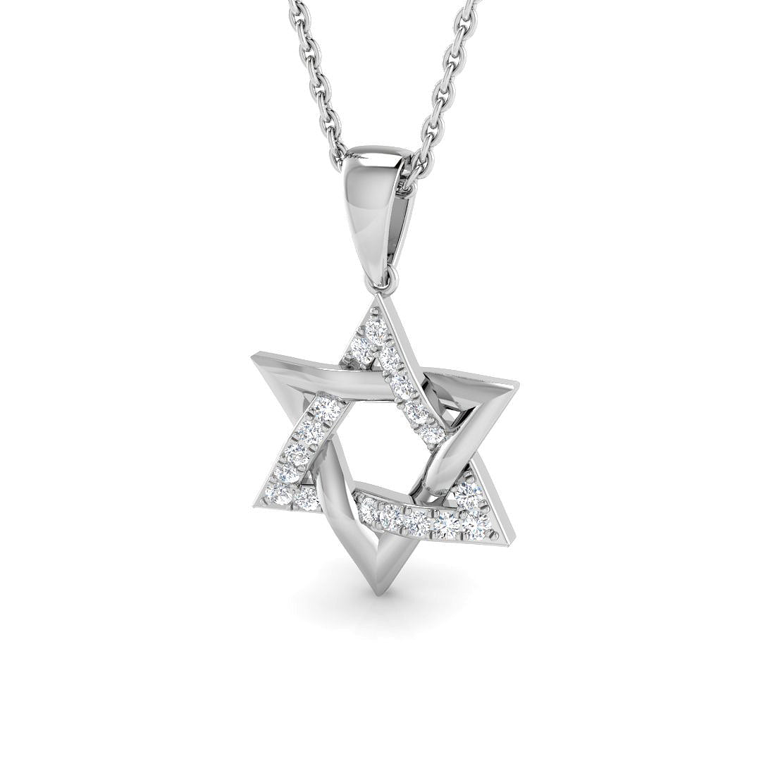 0.2 Carat D-E/VS Lab Grown Round Diamond Designer Pendant 9k White Gold Ready To Ship