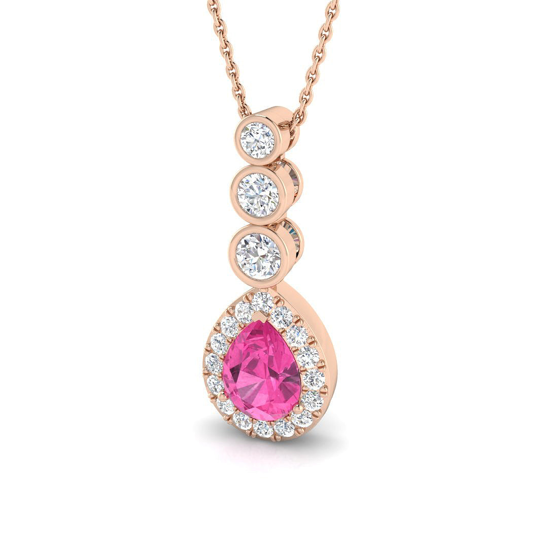 Bairn Pink Sapphire Pendant 1.75ct Gold (Without Chain )