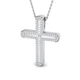 0.50ct Baguette & Round Diamond Cross Pendant in Gold & Platinum