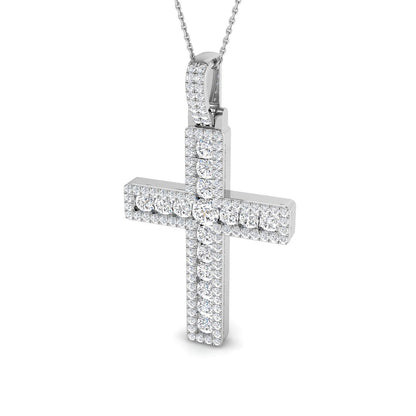 0.44ct – 3.05ct Round Diamond Pavé Cross Necklace in 9k and 18k Gold