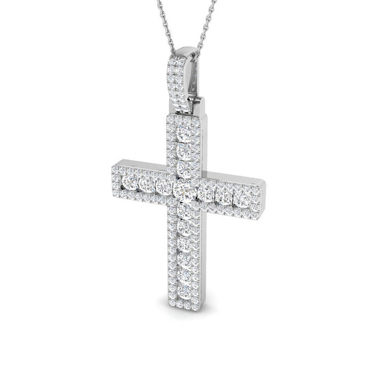 0.44ct – 3.05ct Round Diamond Pavé Cross Necklace in Platinum