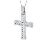 0.40ct – 3.00ct Round Diamond Pavé Cross Necklace in 9k and 18k Gold