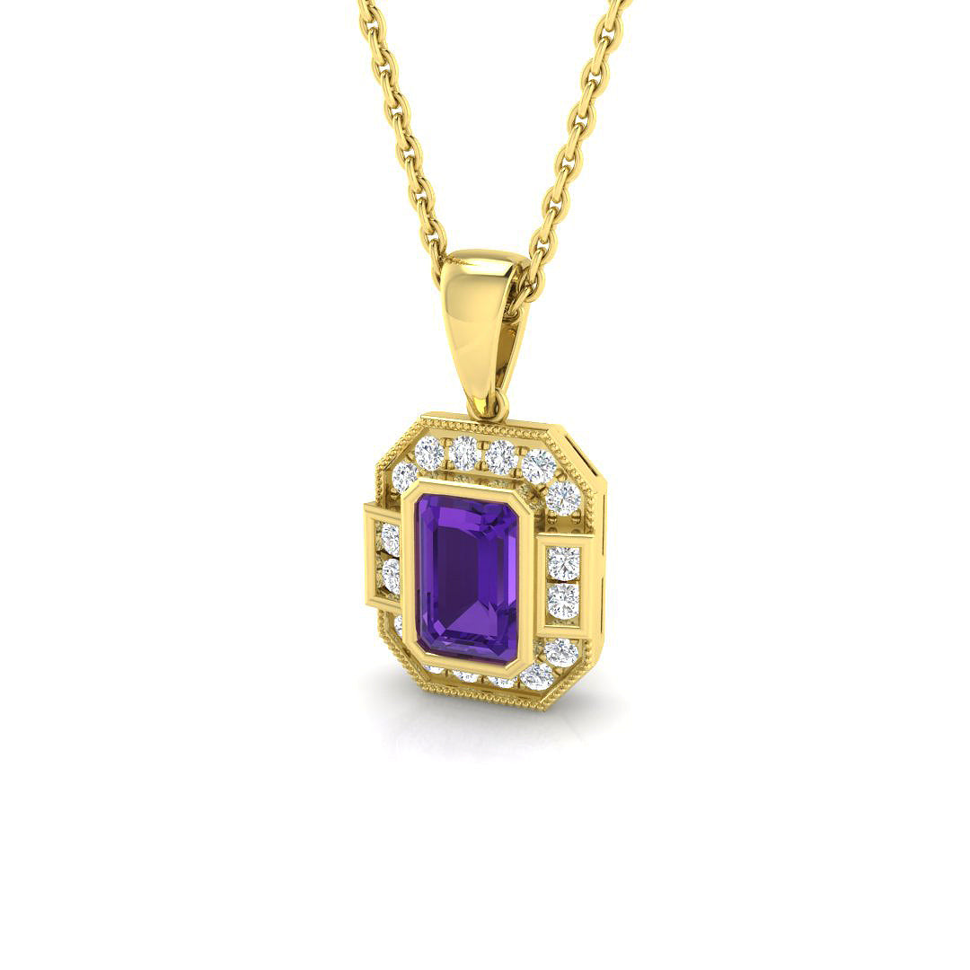 Bendy Amethyst Pendant 0.5ct to 1.25ct Gold (Without Chain )