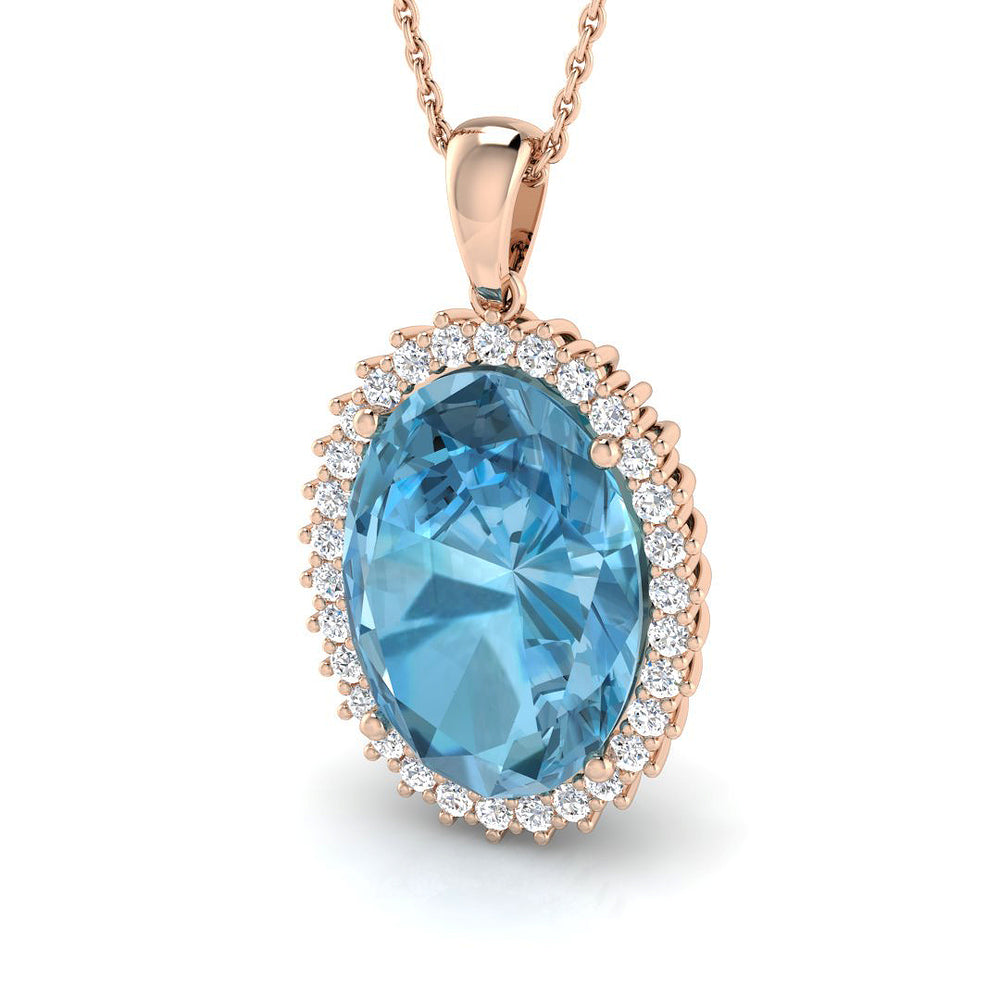 Bloom Blue Topaz Pendant 12ct to 14ct Gold (Without Chain )