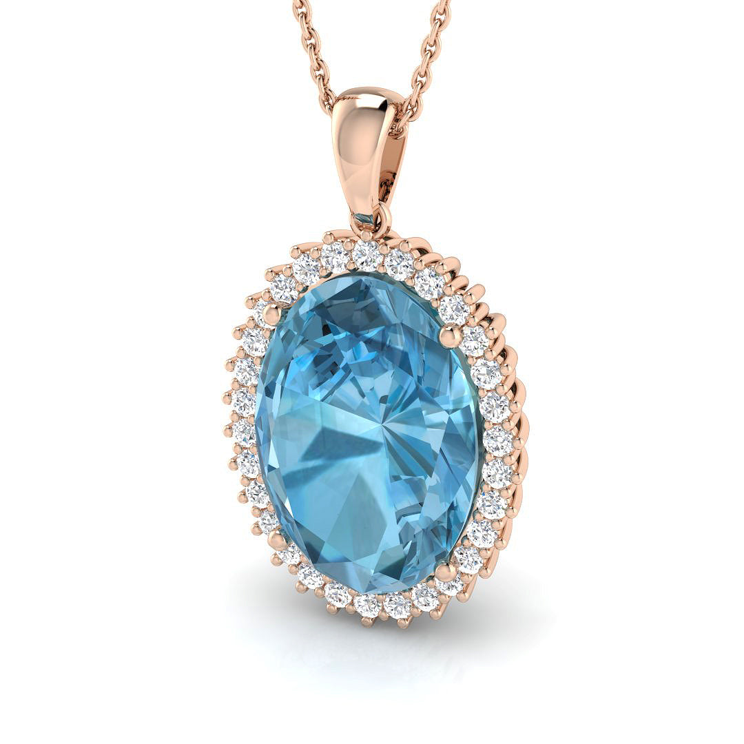 Bloom Blue Topaz Pendant 12ct to 14ct Gold (Without Chain )