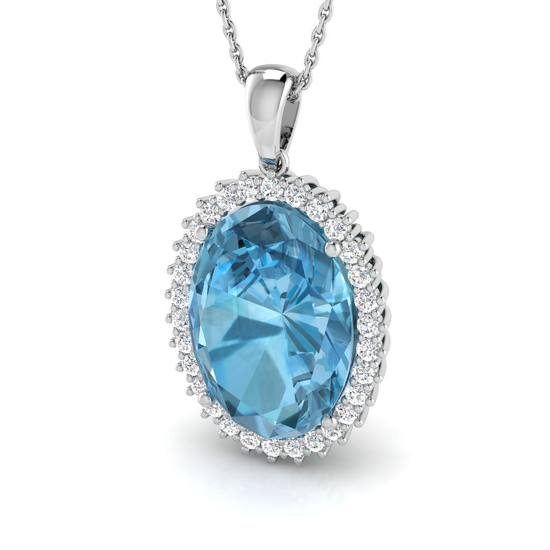 Bloom Blue Topaz Pendant 12ct to 14ct Gold (Without Chain )
