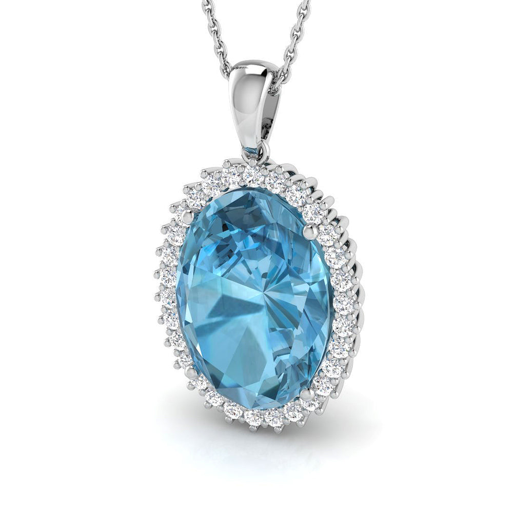 Bloom Blue Topaz Pendant 12ct to 14ct Gold (Without Chain )