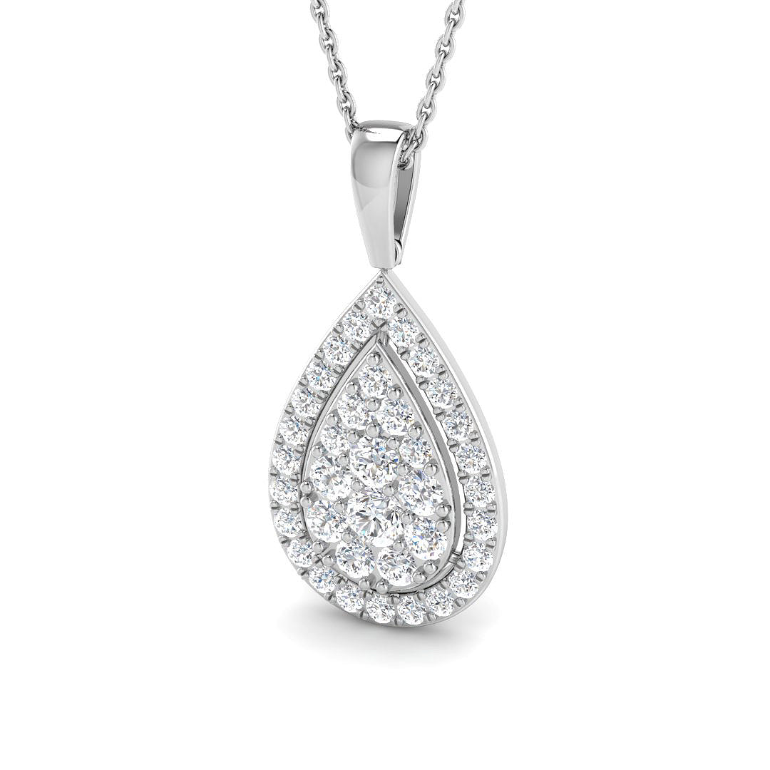1.1 Carat D-E/VS Lab Grown Round Diamond Designer Pendant 9k White Gold | Ready To Ship