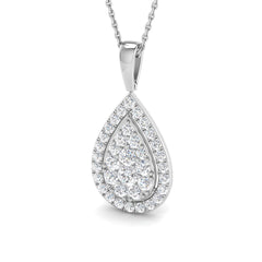 1.1 Carat D-E/VS Lab Grown Round Diamond Designer Pendant 9k White Gold | Ready To Ship