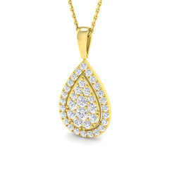 1.1 Carat D-E/VS Lab Grown Round Diamond Designer Pendant 9k Yellow Gold ,Ready To Ship