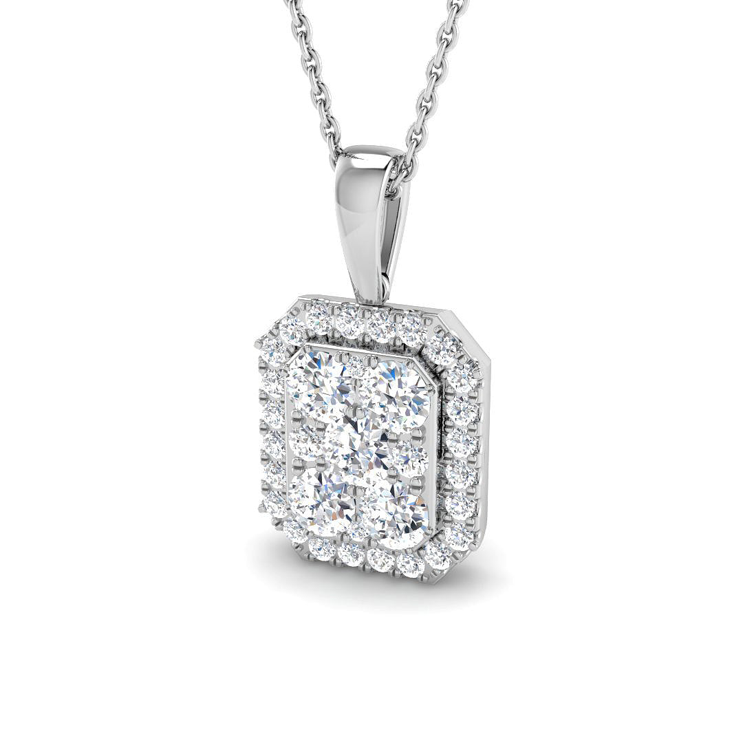 1.1 Carat D-E/VS Lab Grown Round Diamond Designer Pendant 9k White Gold ,Ready To Ship