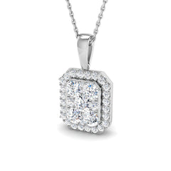 1.1 Carat D-E/VS Lab Grown Round Diamond Designer Pendant 9k White Gold ,Ready To Ship