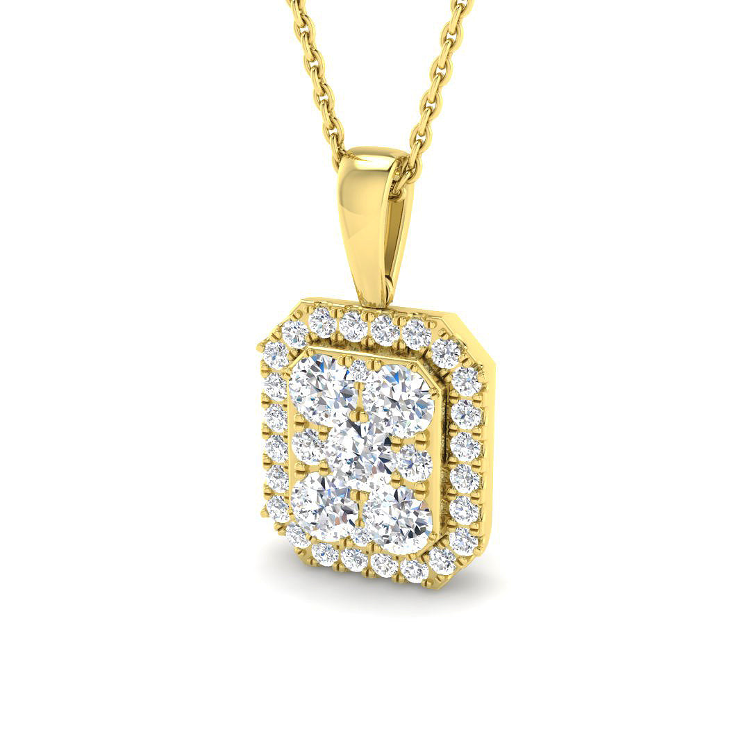 1.1 ct D-E/VS Lab Grown Round Diamond Designer Pendant 9k Yellow Gold | Ready To Ship