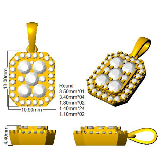 1.1 ct D-E/VS Lab Grown Round Diamond Designer Pendant 9k Yellow Gold | Ready To Ship