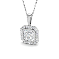 0.8 Carat D-E/VS Lab Grown Round Diamond Designer Pendant 9k White Gold Ready To Ship