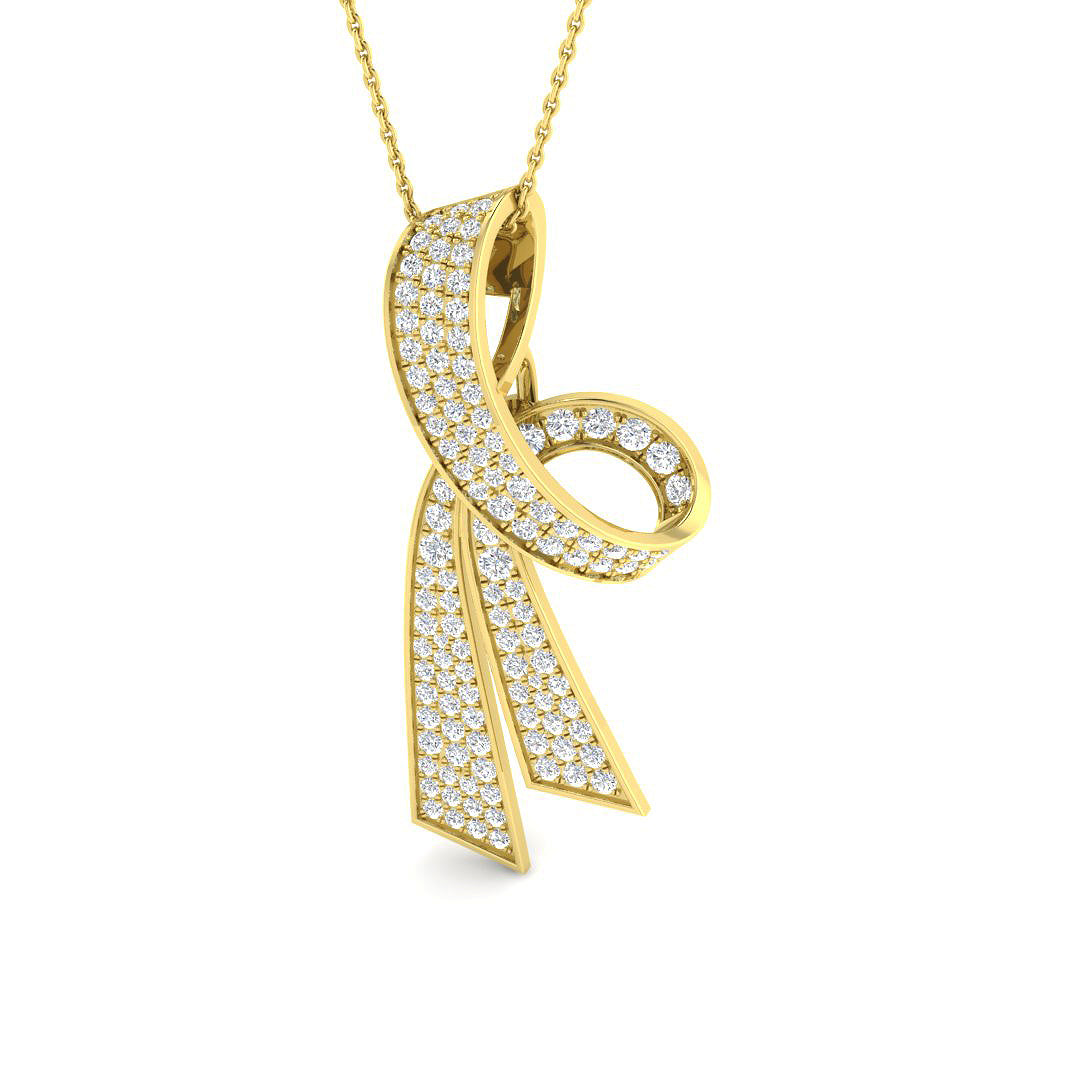 1.6 Carat D-E/VS Lab Grown Round Diamond Designer Pendant 9k Yellow Gold ,Ready To Ship