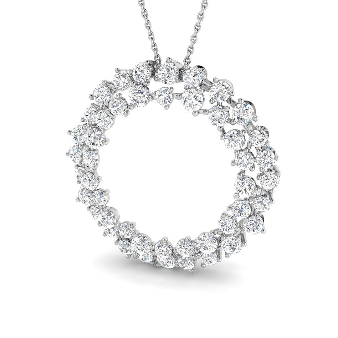 3.1 Carat D-E/VS Lab Grown Round Diamond Designer Pendant 9k White Gold Ready To Ship