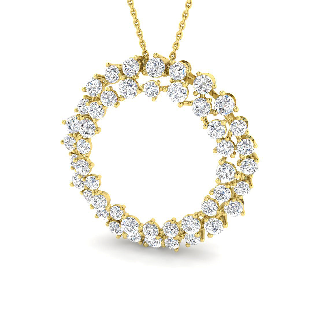 3.1 Carat D-E/VS Lab Grown Round Diamond Designer Pendant 9k Yellow Gold Ready To Ship