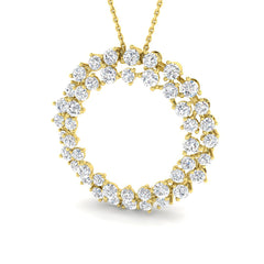 3.1 Carat D-E/VS Lab Grown Round Diamond Designer Pendant 9k Yellow Gold Ready To Ship