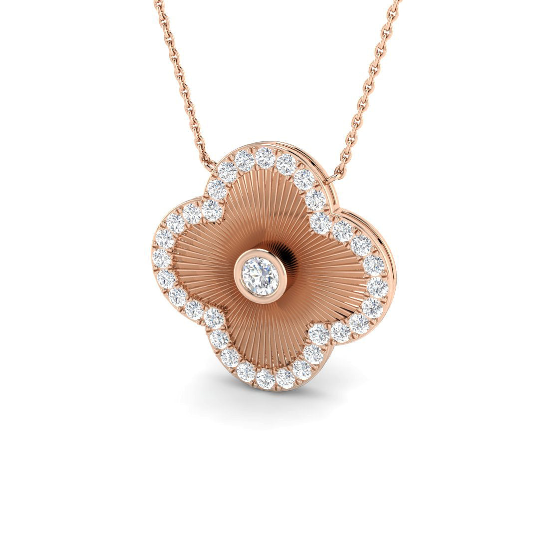 Draba Diamond Clover Necklace 1ct Gold Platinum
