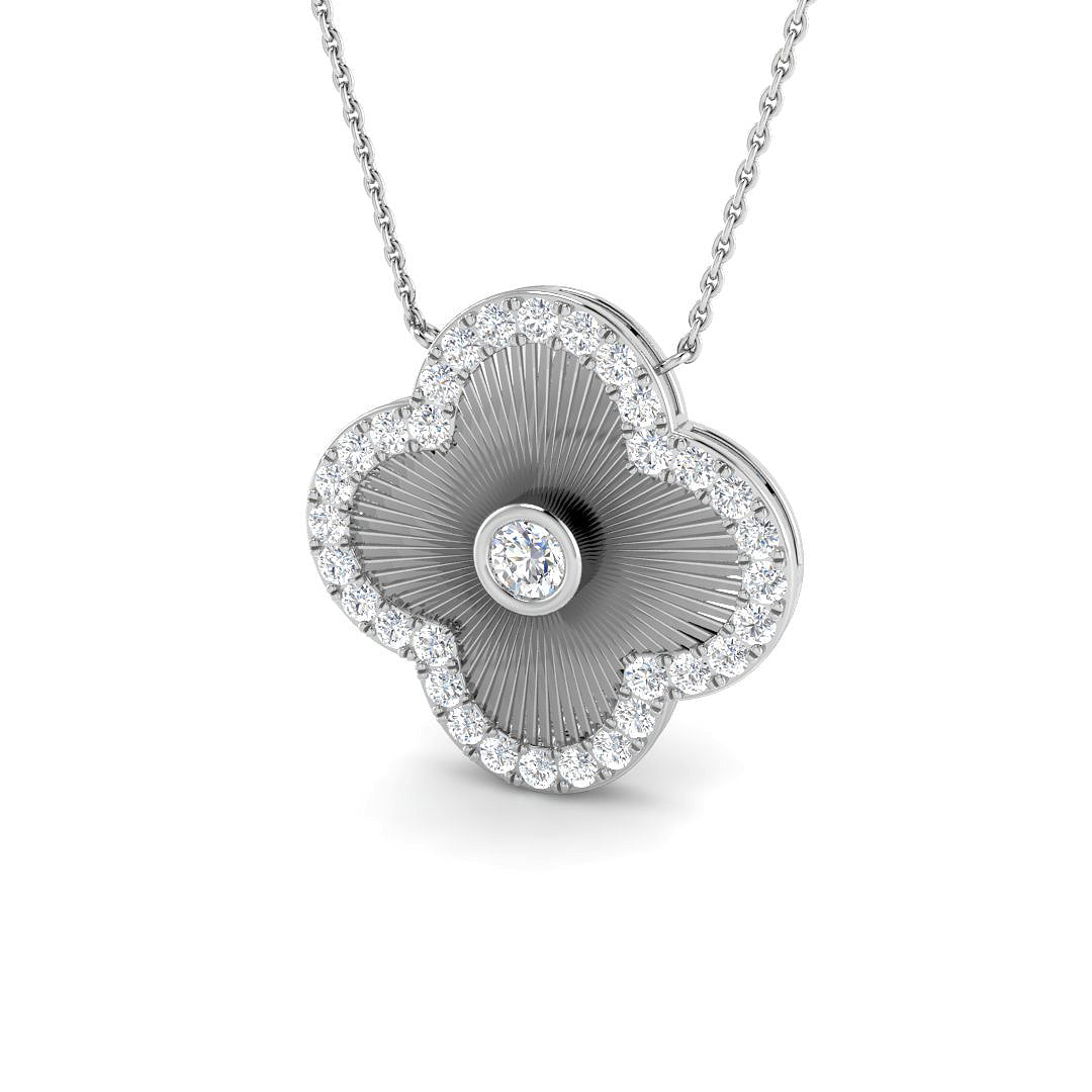 Draba Diamond Clover Necklace 1ct Gold Platinum