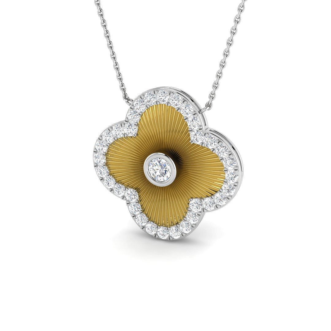 Draba Diamond Clover Necklace 1ct Gold Platinum