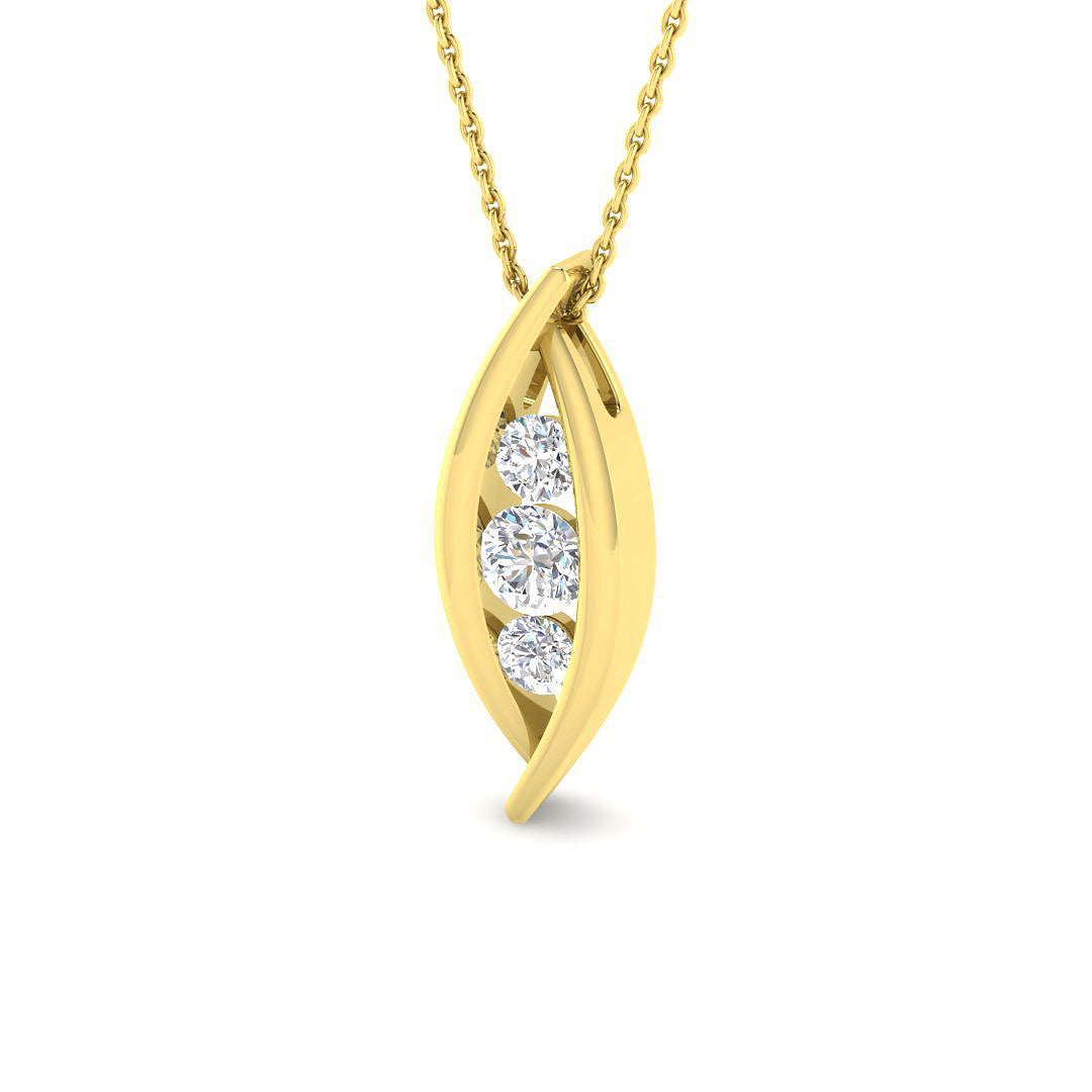 0.7 Carat D-E/VS Lab Grown Round Diamond Designer Pendant 9k Yellow Gold |Ready To Ship