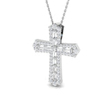 Diamond cross pendant on a white background