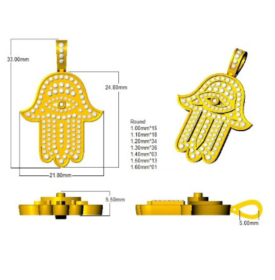 Yucca Diamond Pendant Religious 0.75ct to 1.5ct Gold (Without Chain )