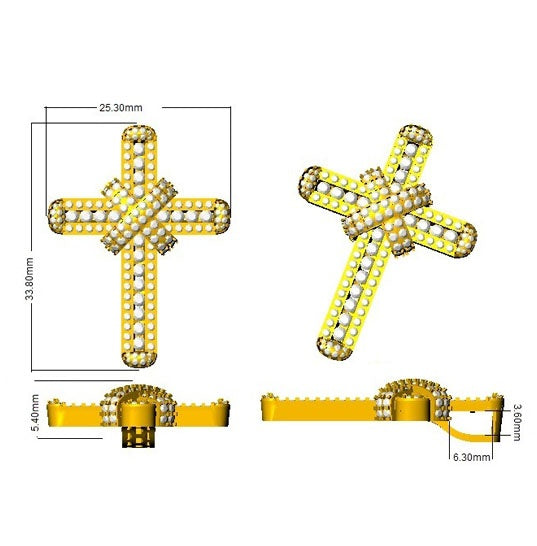 Round Diamond Cross Pendant with Silver Chain | 1.75Ct | Pave Diamonds