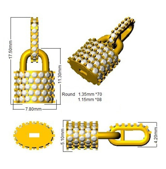 Holly Diamond Pendant Padlock 0.75ct Gold (Without Chain )