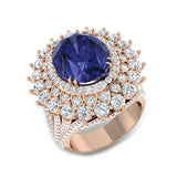 Oval Cut Tanzanite Floral Cocktail Ring in Rose Gold