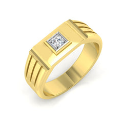 0.10Carat D-E/VS Lab Grown Diamond Signet Engagement Ring 9k Yellow Gold Ready To Ship