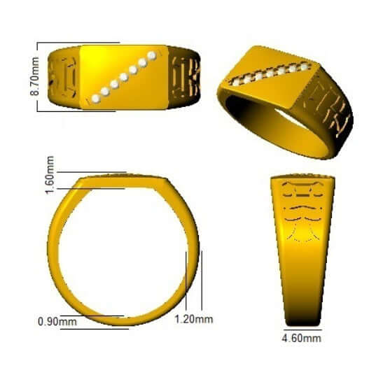 Yellow bracelet with measurements on a white background