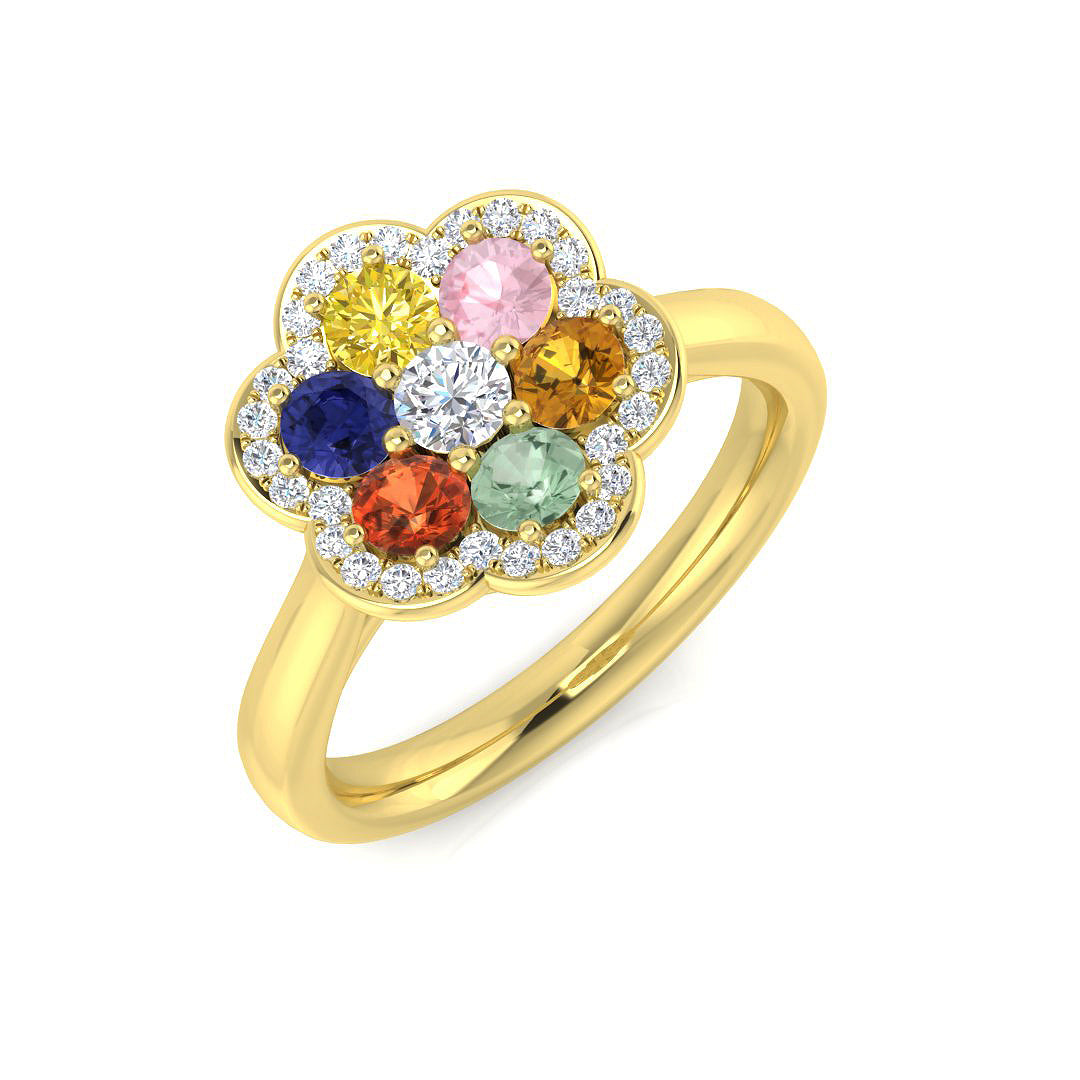 Diamond kacred Multi Sapphire Ring | 1ct | Hallmarked Gold & Platinum