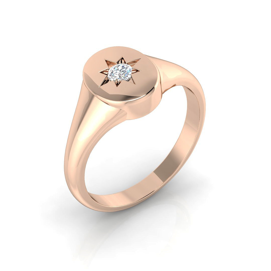 Star Set Diamond Signet Ring 0.10ct | Classic Gold & Platinum Ring
