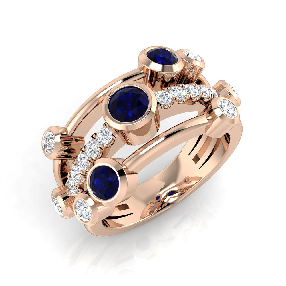 Sapphire Diamond Statement Bubble Ring
