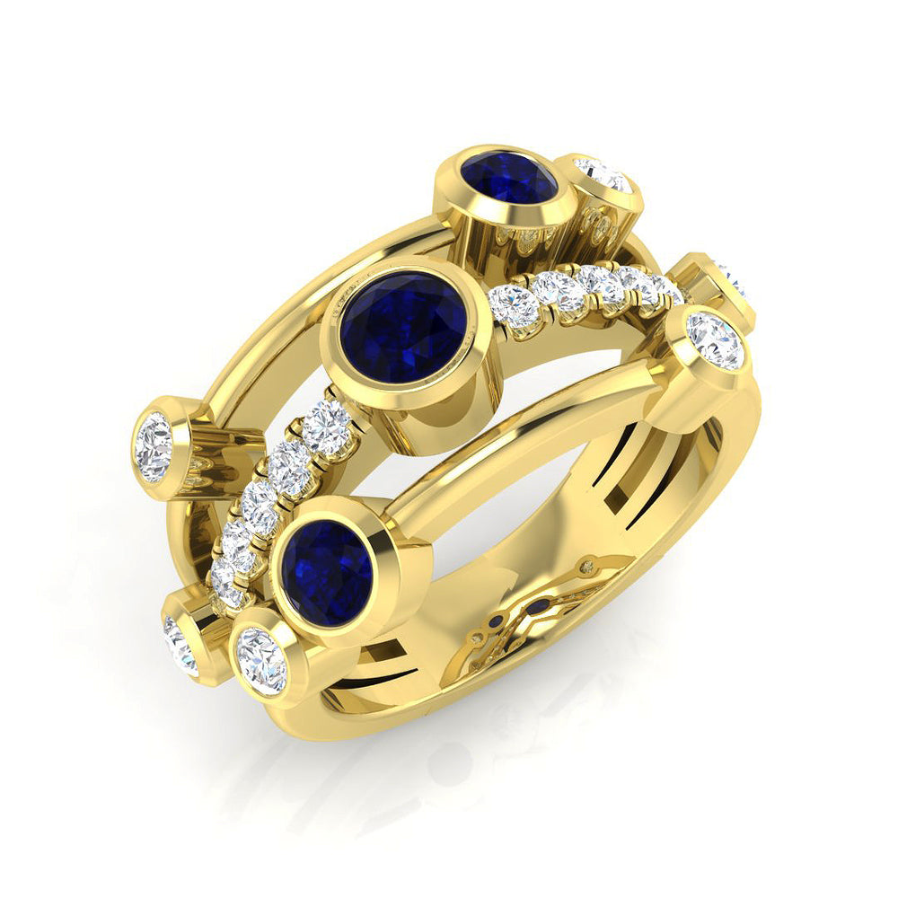 Blue Sapphire Diamond Multi Stone Ring