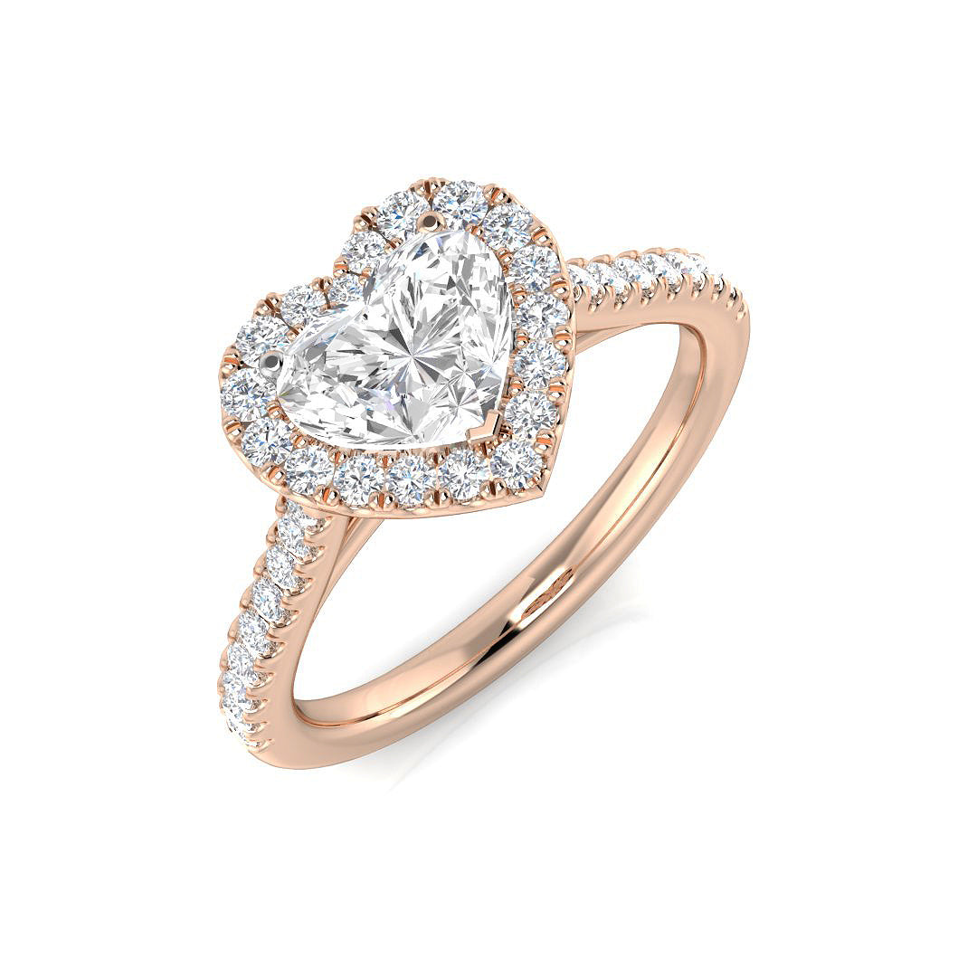 Lab-Grown Heart Shape Diamond Halo Engagement Ring | UK Hallmarked