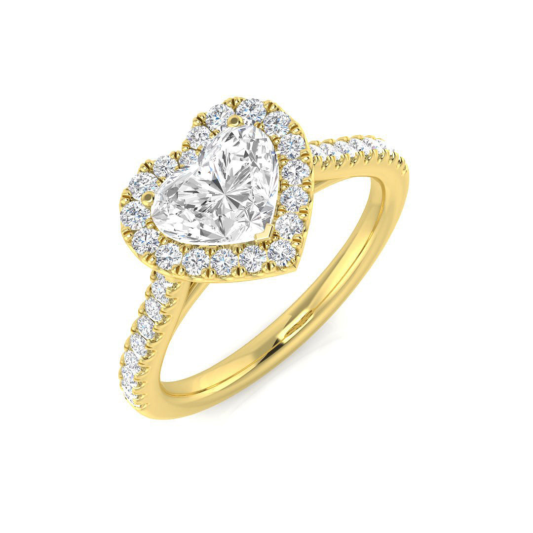 Lab-Grown Heart Shape Diamond Halo Engagement Ring | UK Hallmarked