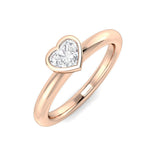 Heart Shape Diamond Bezel Solitaire Ring 0.50ct | UK Hallmarked Gold & Platinum