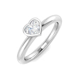Heart Shape Diamond Bezel Solitaire Ring 0.50ct | UK Hallmarked Gold & Platinum
