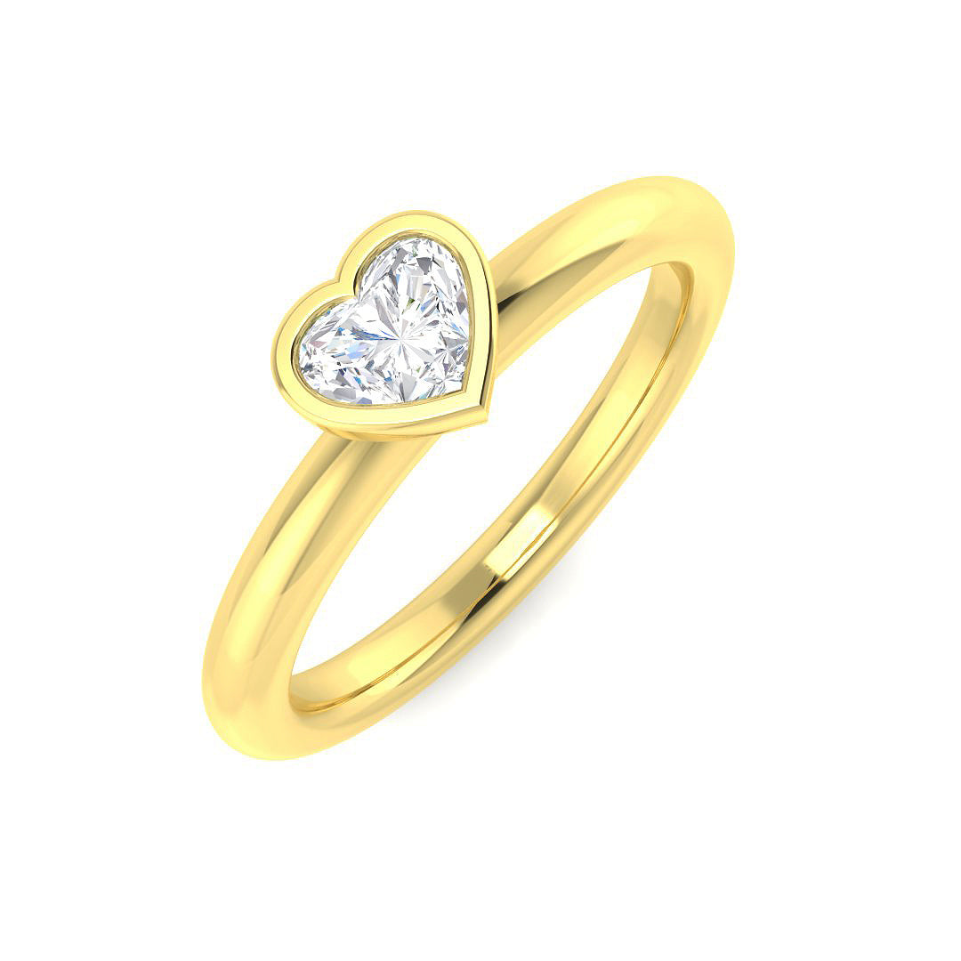 Heart Shape Diamond Bezel Solitaire Ring 0.50ct | UK Hallmarked Gold & Platinum
