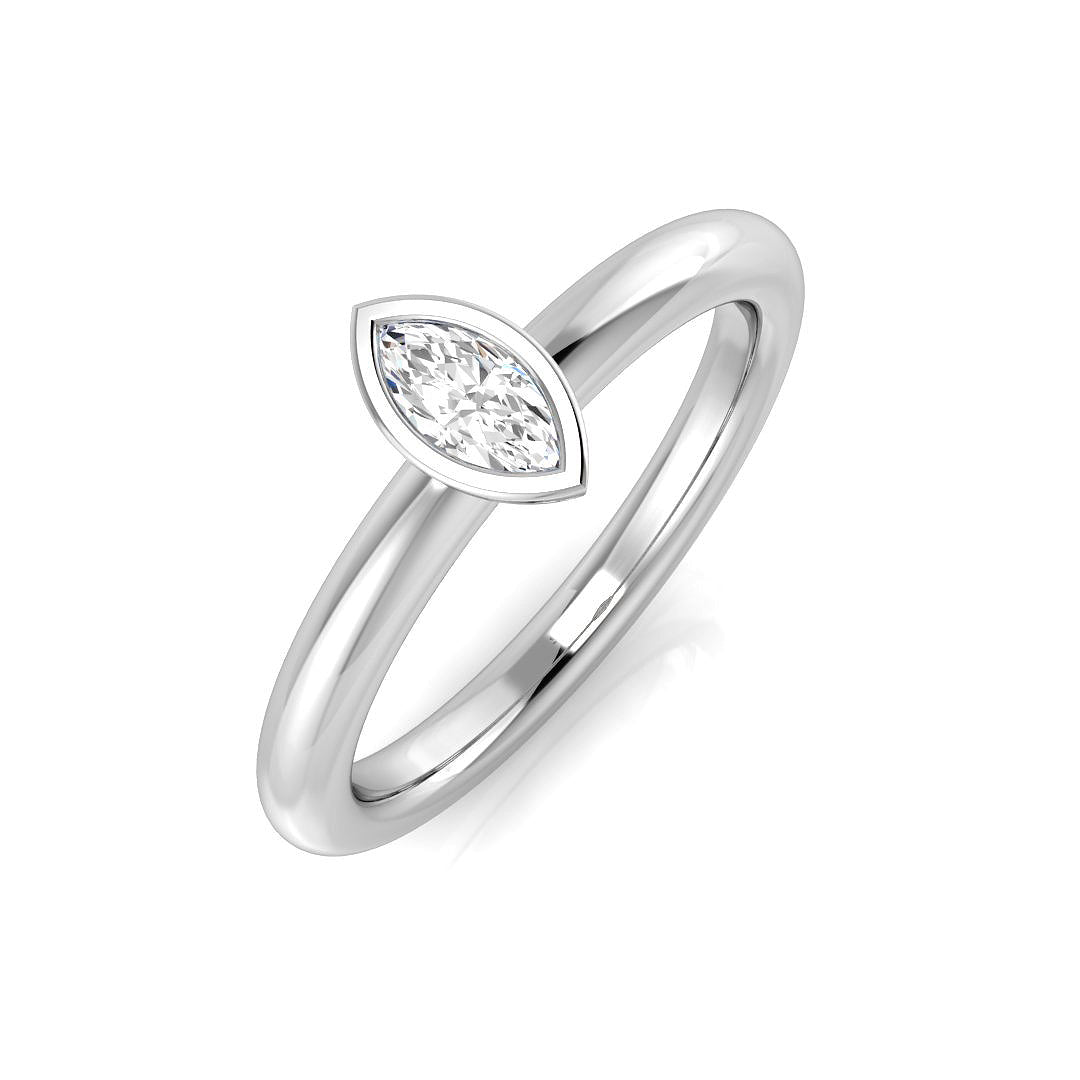 Marquise Diamond Engagement Ring | 0.2 Carat, Platinum & Gold