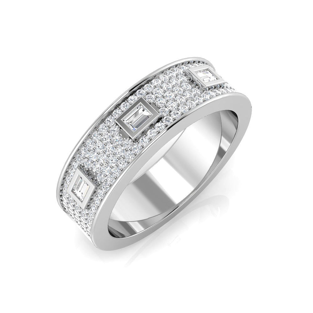 Baguette and  Round Cut  Diamond Half Eternity Ring.