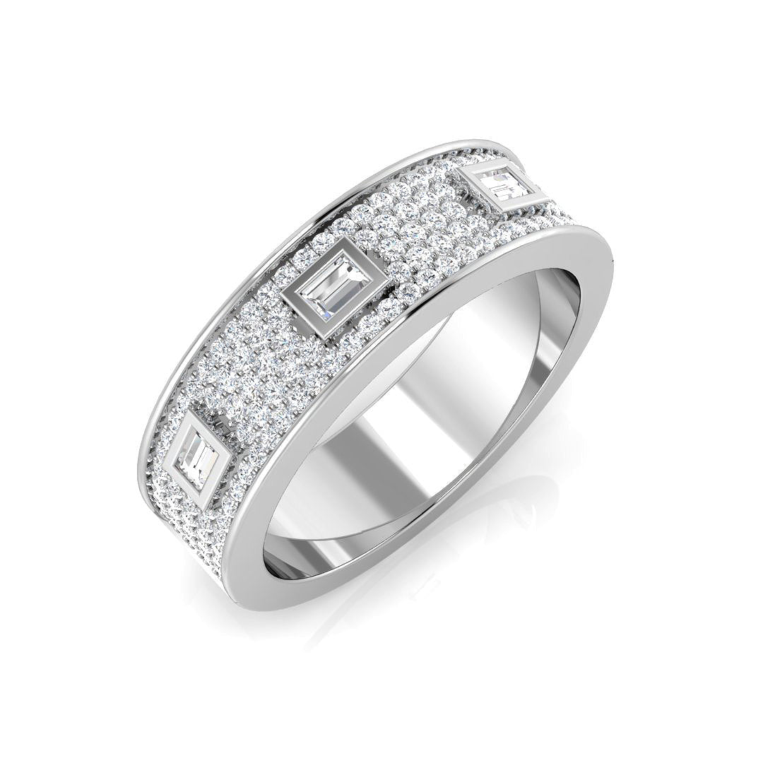 Baguette and  Round Cut  Diamond Half Eternity Ring.