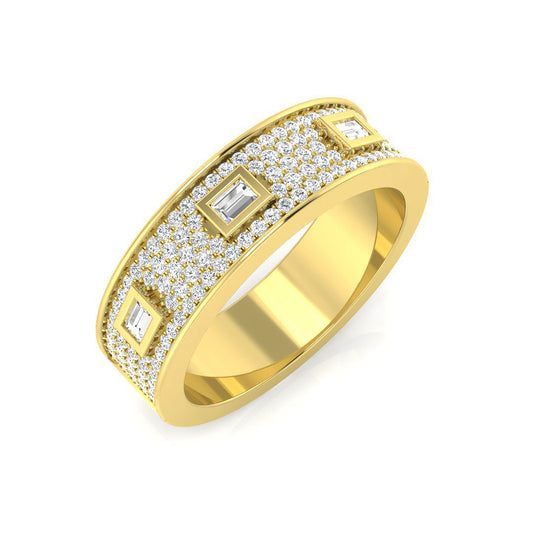 Baguette and  Round Cut  Diamond Half Eternity Ring.