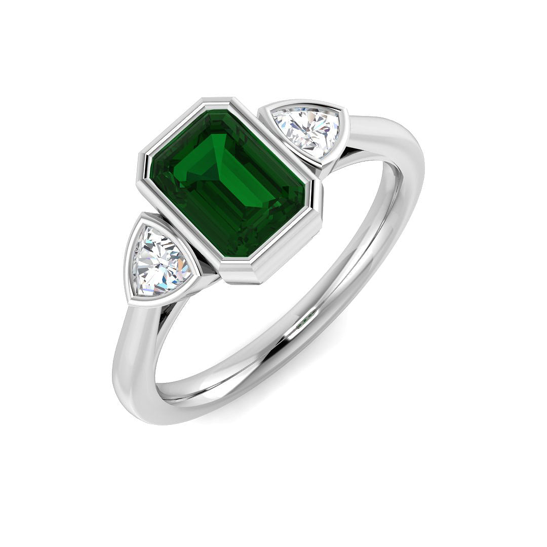 Emerald Ring, Green Emerald Ring, Emerald Cut Ring