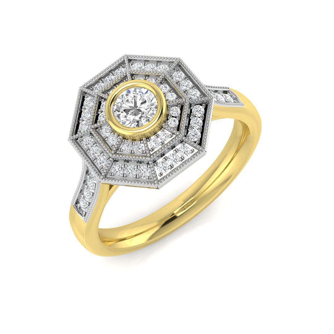 Vintage Diamond Ring, Art Deco Ring, Halo Diamond Ring